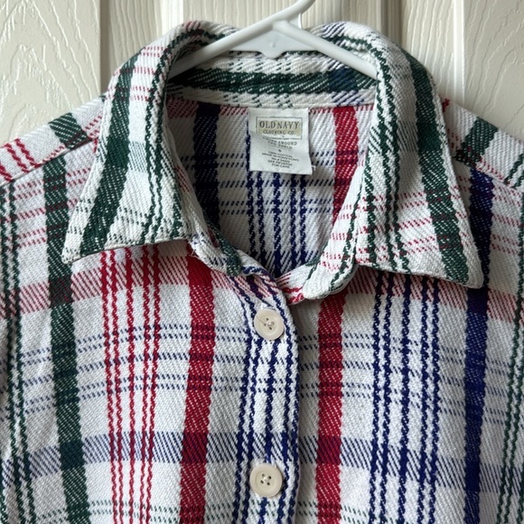 Vintage Old Navy Clothing Co. Plaid Knit Button-Up Flannel Red, Green,Blue,white - Picture 6 of 11